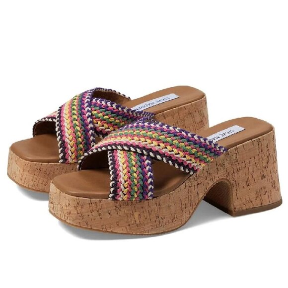 Steve Madden Rosy WMNs Bright Multi-Color Casual Slide Sandals Size 9 New in Box - Picture 1 of 8